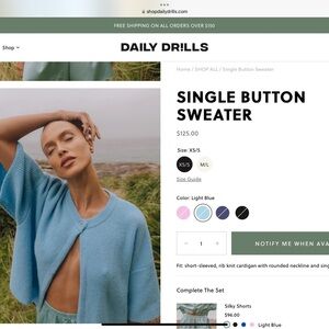 NWT XS/S Daily Drills Single Button cardigan SOLD OUT